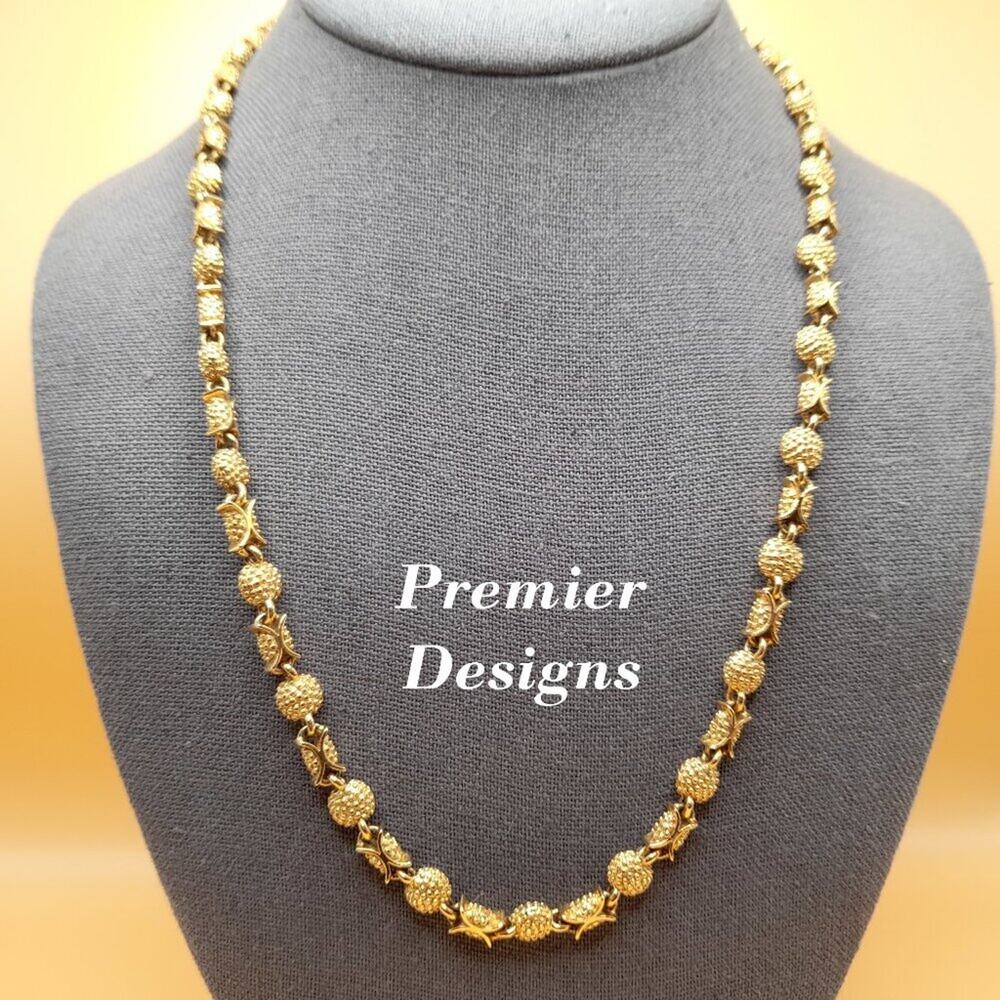 Vintage Premier Designs Gold Plated Necklace, Brutalist Design, 21 Inches
